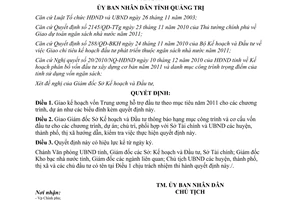 Quyết định 23/2010/QĐ-UBND giao kế hoạch vốn Trung ương hỗ trợ đầu tư