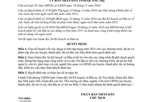 Quyết định 24/2010/QĐ-UBND giao kế hoạch vốn xây dựng cơ bản tập trung