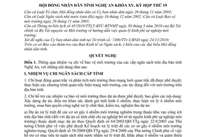 Nghị quyết 344/2010/NQ-HĐNĐ phân định nhiệm vụ chi bảo vệ môi trường