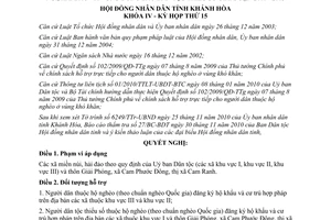 Nghị quyết 11/2010/NQ-HĐND chính sách hỗ trợ trực tiếp cho người dân