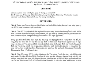 Nghị quyết 52/NQ-CP đơn giản hóa thủ tục hành chính