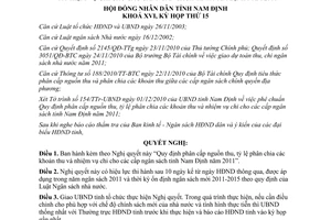 Nghị quyết 146/2010/NQ-HĐND phân cấp thu chi ngân sách tỉnh Nam Định năm 2011