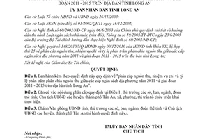 Quyết định 53/2010/QĐ-UBND phân cấp thu chi và tỷ lệ phần trăm phân chia Long An