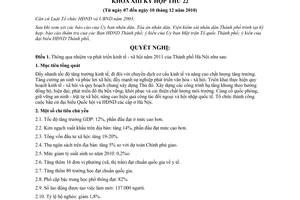 Nghị quyết 14/2010/NQ-HĐND nhiệm vụ phát triển kinh tế xã hội năm 2011