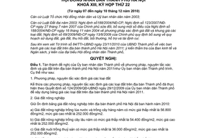 Nghị quyết 18/2010/NQ-HĐND giá đất trên địa bàn thành phố Hà Nội năm 2011