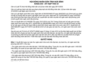 Nghị quyết 163/2010/NQ-HĐND giao dự toán thu phân bổ dự toán ngân sách 2011 Hòa Bình