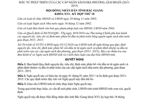 Nghị quyết 26/2010/NQ-HĐND nguyên tắc định mức phân bổ vốn đầu tư Bắc Giang