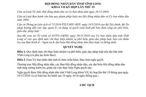 Nghị quyết 136/2010/NQ-HĐND mức chi phổ biến giáo dục pháp luật tỉnh Vĩnh Long