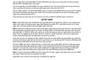 Quyết định 32/2010/QĐ-UBND phân cấp thu chi ngân sách Quảng Nam 2011