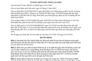 Quyết định 29/2010/QĐ-UBND phân bổ dự toán chi thường xuyên ngân sách địa phương 2011 Lai Châu