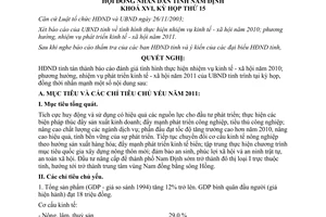 Nghị quyết 143/2010/NQ-HĐND nhiệm vụ phát triển kinh tế xã hội 2011 Nam Định