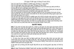 Nghị quyết 16/2010/NQ-HĐND phân cấp nguồn thu, nhiệm vụ chi giữa các cấp ngân