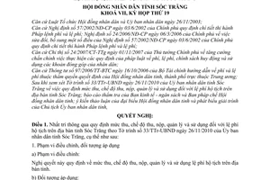 Nghị quyết 23/2010/NQ-HĐND mức thu chế độ thu nộp quản lý sử dụng lệ phí hộ tịch
