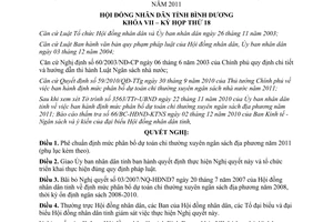 Nghị quyết 26/2010/NQ-HĐND7 phân bổ dự toán chi thường xuyên ngân sách địa phương 2011 Bình Dương