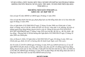 Nghị quyết 351/2010/NQ-HĐND số lượng chức danh phụ cấp người không chuyên trách