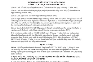 Nghị quyết 133/2010/NQ-HĐND định mức phân bổ dự toán chi thường xuyên