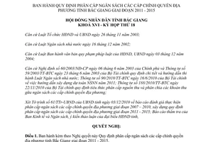 Nghị quyết số 30/2010/NQ-HĐND phân cấp ngân sách các cấp  Bắc Giang