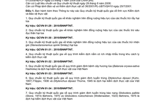 Thông tư 71/2010/TT-BNNPTNT gia lĩnh vực Kiểm dịch