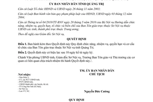 Quyết định 21/2010/QĐ-UBND chức năng nhiệm vụ quyền hạn cơ cấu Ban Tôn giáo