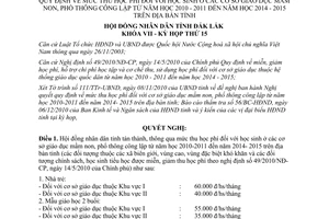 Nghị quyết 32/2010/NQ-HĐND mức thu học phí đối với học sinh cơ sở GD mầm non