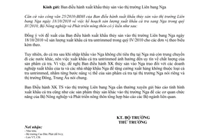 Công văn 4062/BNN-CB kế hoạch xuất khẩu quý IV/2010 cá tra sang Liên bang Nga