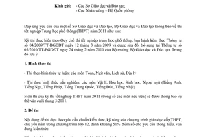 Công văn 8255/BGDĐT-KTKĐCLGD thi tốt nghiệp Trung học phổ thông