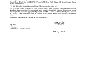 Công văn 16800/BTC-TCT nhận in hoá đơn đơn vị sự nghiệp có thu