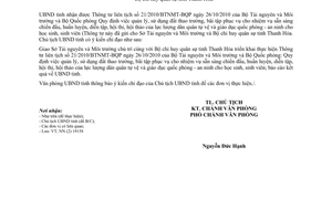 Công văn 6870/UBND-NN thực hiện Thông tư 21/2010/TTLT-BTNMT-BQP