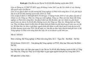 Công văn 6691/BNN-TC kinh phí thẩm tra phê duyệt quyết toán dự án Đê điều