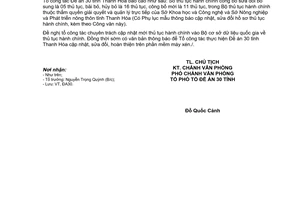 Công văn 6927/UBND-TCTĐA30 báo cáo sửa đổi, hủy bỏ thủ tục hành chính