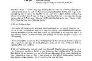 Công văn 9779/NHNN-CSTT  lãi suất huy động bằng đồng Việt Nam