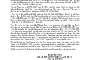 Công văn 17265/BTC-CST xác nhận danh mục vật tư nhập khẩu cho đóng mới toa xe