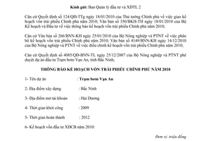 Công văn 6786/BNN-KH thông báo kế hoạch vốn trái phiếu Chính phủ