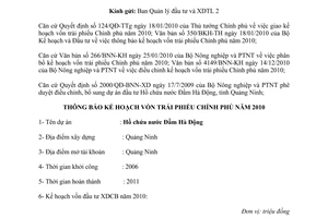 Công văn 6789/BNN-KH thông báo kế hoạch vốn trái phiếu Chính phủ
