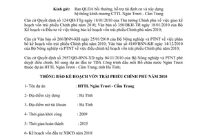 Công văn 6794/BNN-KH Thông báokế hoạch vốn trái phiếu Chính phủ