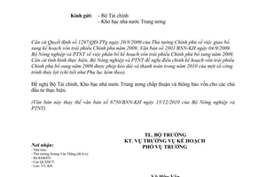 Công văn 6827/BNN-KH điều chỉnh kế hoạch vốn trái phiếu Chính phủ