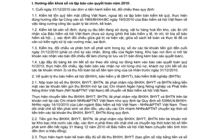Công văn 5710/BHXH-BC hướng dẫn khoá sổ lập báo cáo quyết toán năm 2010