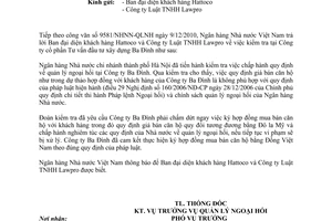 Công văn 9975/NHNN-QLNH trả lời đơn thư