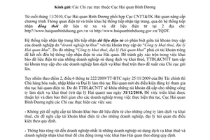 Công văn 3293/HQBD-TTDL khóa tài khoản kết nối điện tử những doanh nghiệp