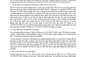 Công văn 17716/BTC-TCT hướng dẫn vướng mắc Thông tư 153/2010/TT-BTC