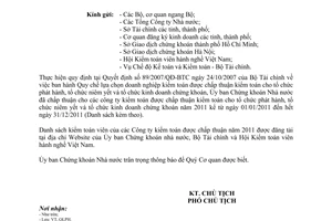 Công văn 4272/UBCK-QLPH thông báo danh sách công ty kiểm toán được chấp thuận