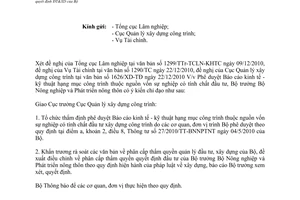 Công văn 7170/BNN-TCCB phê duyệt Báo cáo kinh tế - kỹ thuật công trình sửa chữa