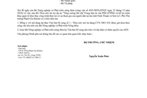 Công văn 9484/VPCP-QHQT sửa đổi Thỏa ước tài trợ của dự án CPIM-AFD