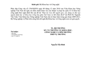 Công văn 7181/BNN-KHCN điều chỉnh đoàn vào nhiệm vụ Hợp tác Quốc tế