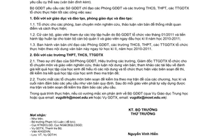 Công văn 8773/BGDĐT-GDTrH hướng dẫn biên soạn đề kiểm tra