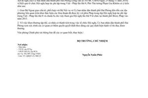 Công văn 9485/VPCP-QHQT 2010 triển khai kết quả Hội nghị hợp tác phi tập trung Việt Pháp lần 8