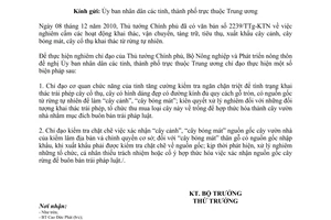 Công văn 4386/BNN-TCLN triển khai văn bản 2239/TTg-KTN