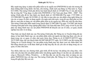 Công văn 4430/BTTTT-CNTT sử dụng phần mềm tự do nguồn mở