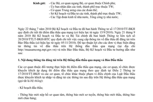 Công văn 8606/BKH-QLĐT hướng dẫn đăng tải thông tin trên Hệ thống đấu thầu