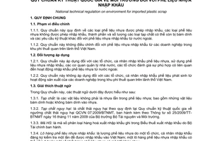 Quy chuẩn kỹ thuật Quốc gia QCVN 32:2010/BTNMT về môi trường đối với phế liệu nhựa nhập khẩu do Bộ trưởng Bộ Tài nguyên và Môi trường ban hành